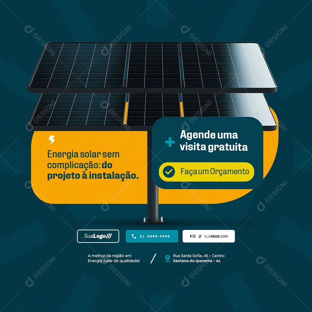 Energia Solar Agende Uma Visita Gratuita Social Media PSD Editável
