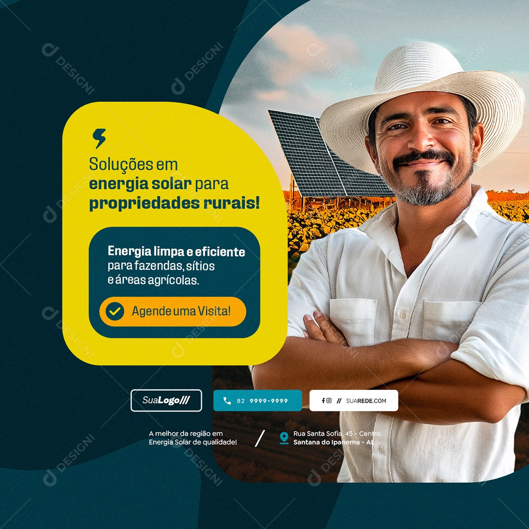 Energia Solar Agende Uma Visita Social Media PSD Editável