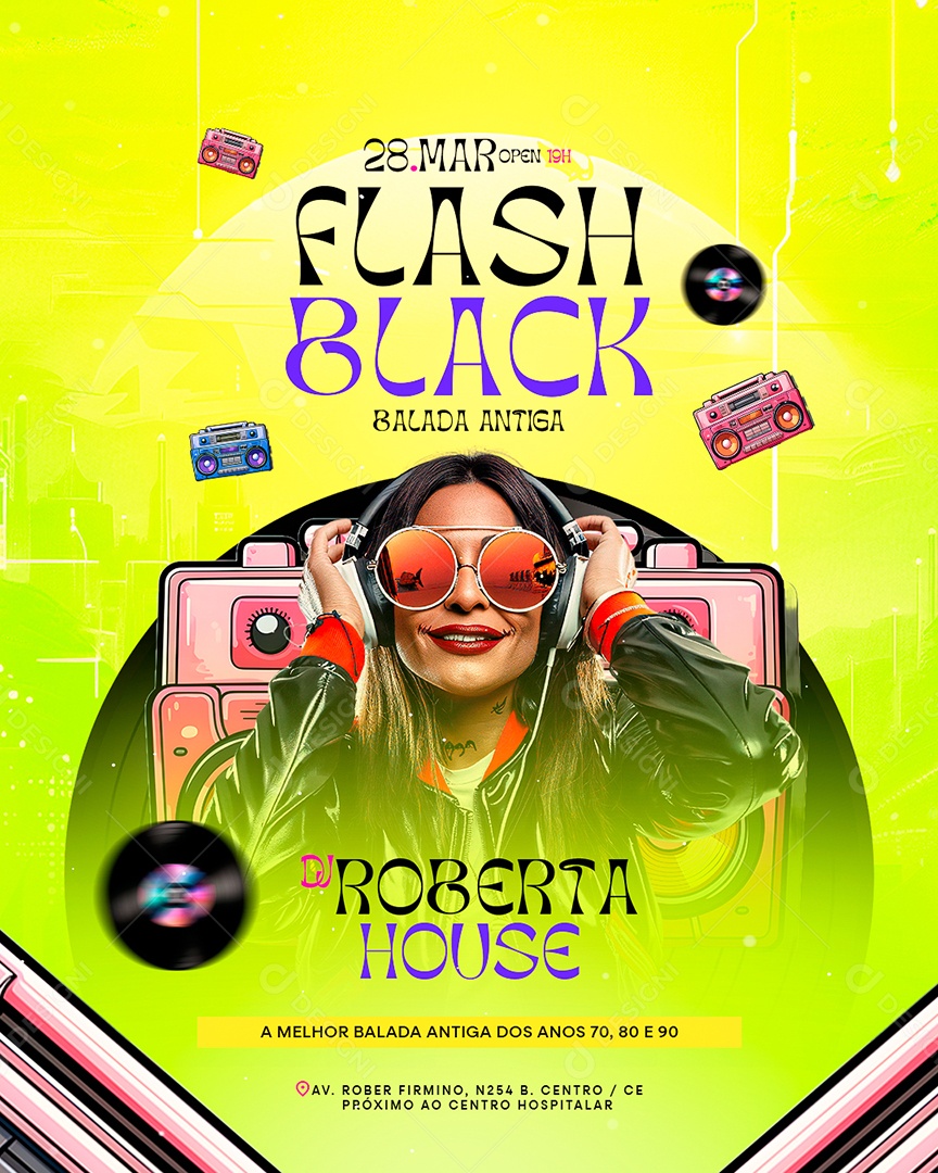 Flyer Flash Back Balada Antiga Social Media PSD Editável