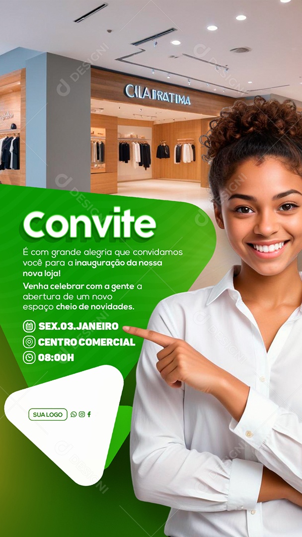 Story Convite de Inauguração Venha Conhecer a Nossa Loja Social Media PSD Editável