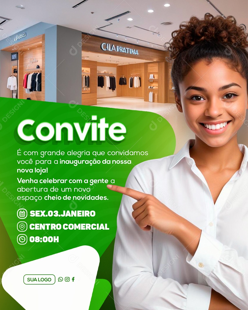 Convite de Inauguração Venha Conhecer a Nossa Loja Social Media PSD Editável