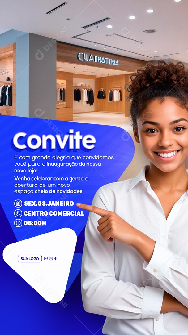 Story Convite de Inauguração Venha Conhecer a Nossa Loja Social Media PSD Editável