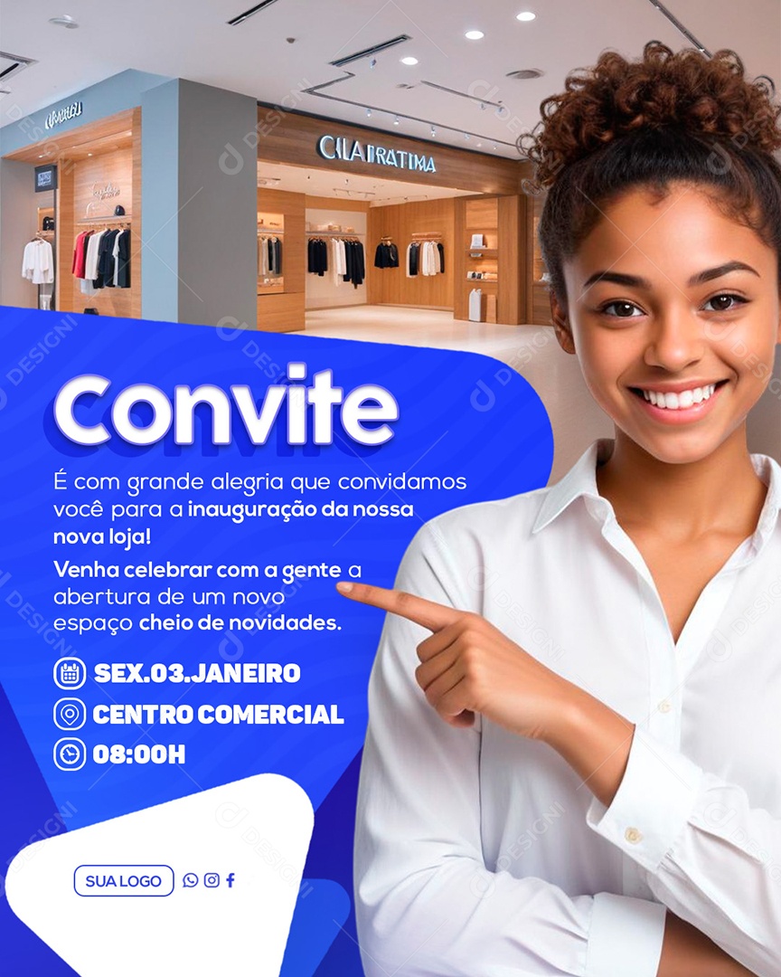 Convite de Inauguração Venha Conhecer a Nossa Loja Social Media PSD Editável