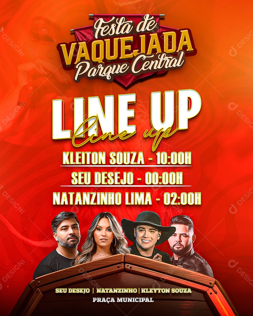 Festa de Vaquejada Parque Central Line up Social Media PSD Editável