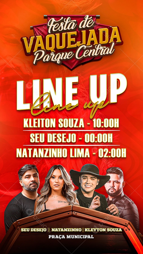 Story Festa de Vaquejada Parque Central Line up Social Media PSD Editável