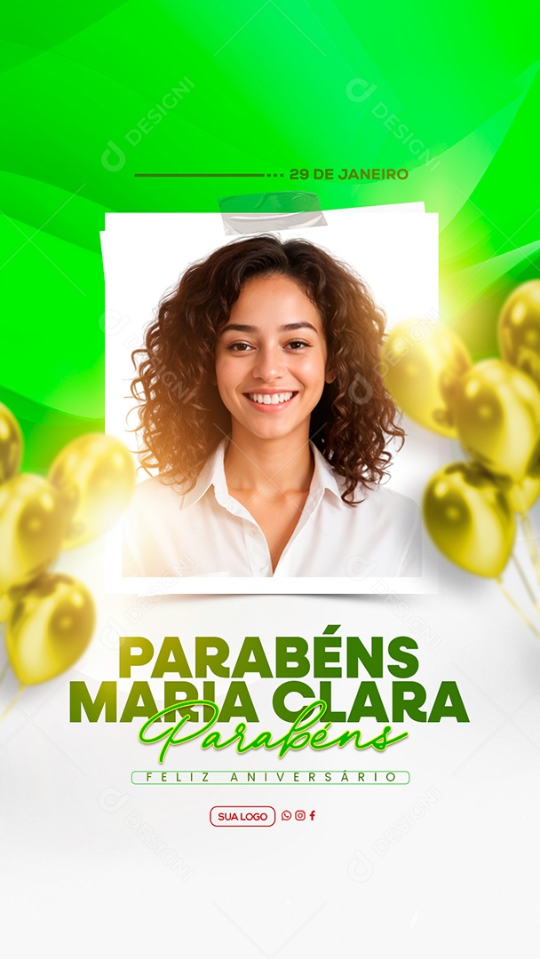 Story Feliz Aniversário Parabéns Maria Clara Social Media PSD Editável