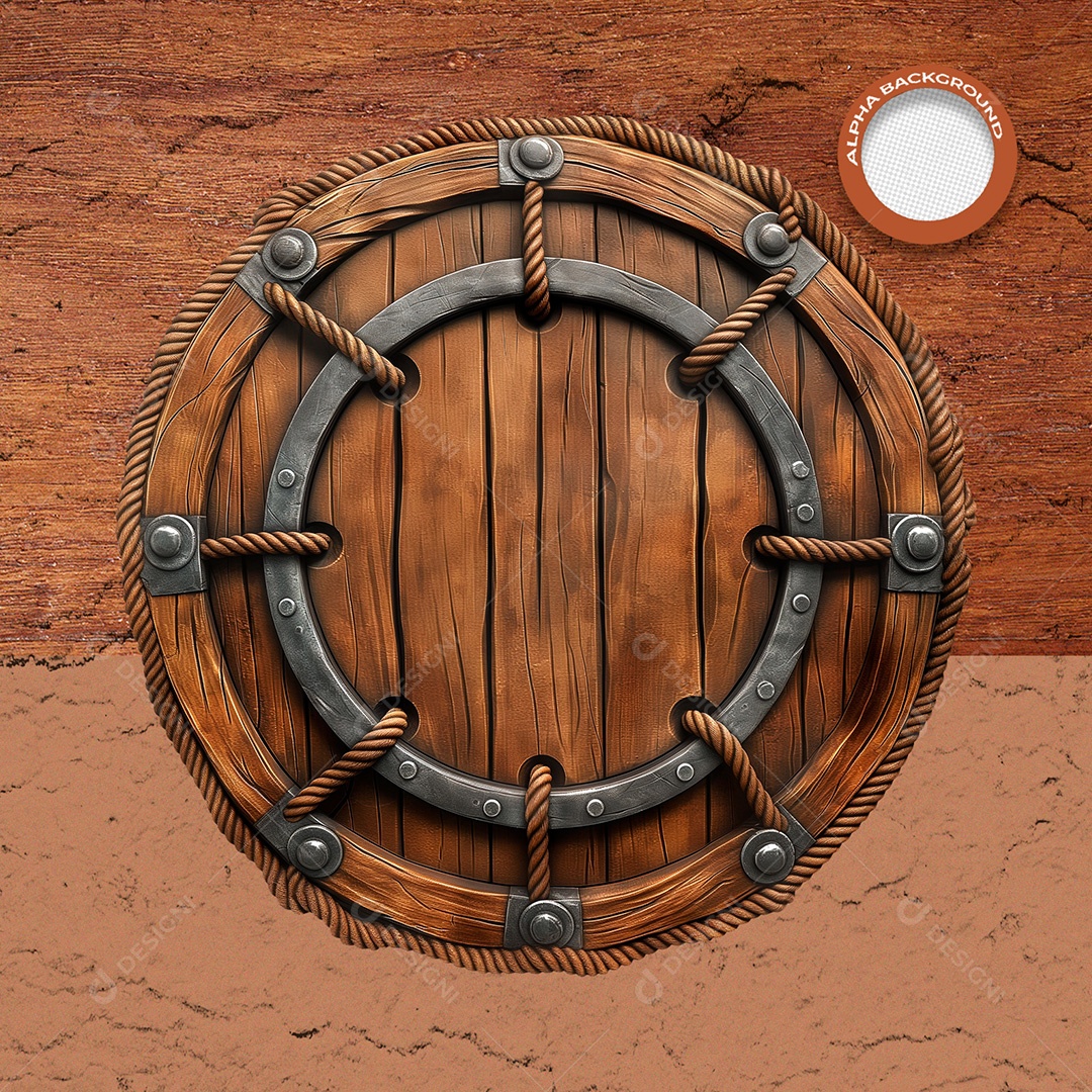Elemento 3D Placa de Madeira Circular para Composição PSD