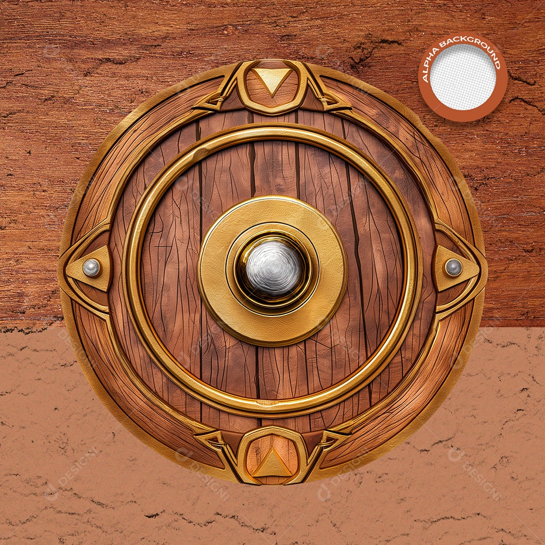 Elemento 3D Placa de Madeira Circular para Composição PSD