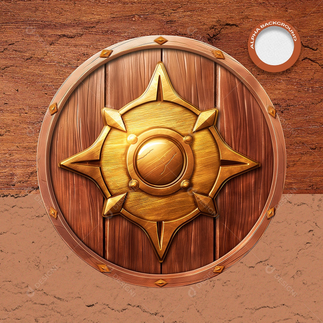 Elemento 3D Placa de Madeira Circular para Composição PSD