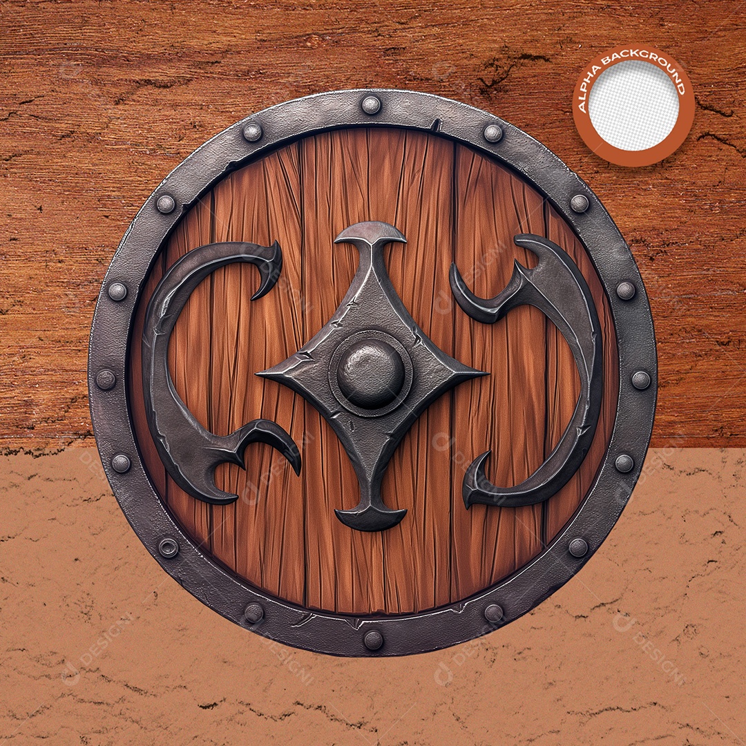 Elemento 3D Placa de Madeira Circular para Composição PSD