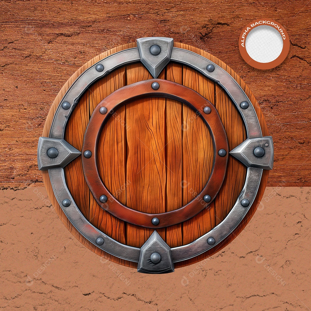 Elemento 3D Placa de Madeira Circular para Composição PSD