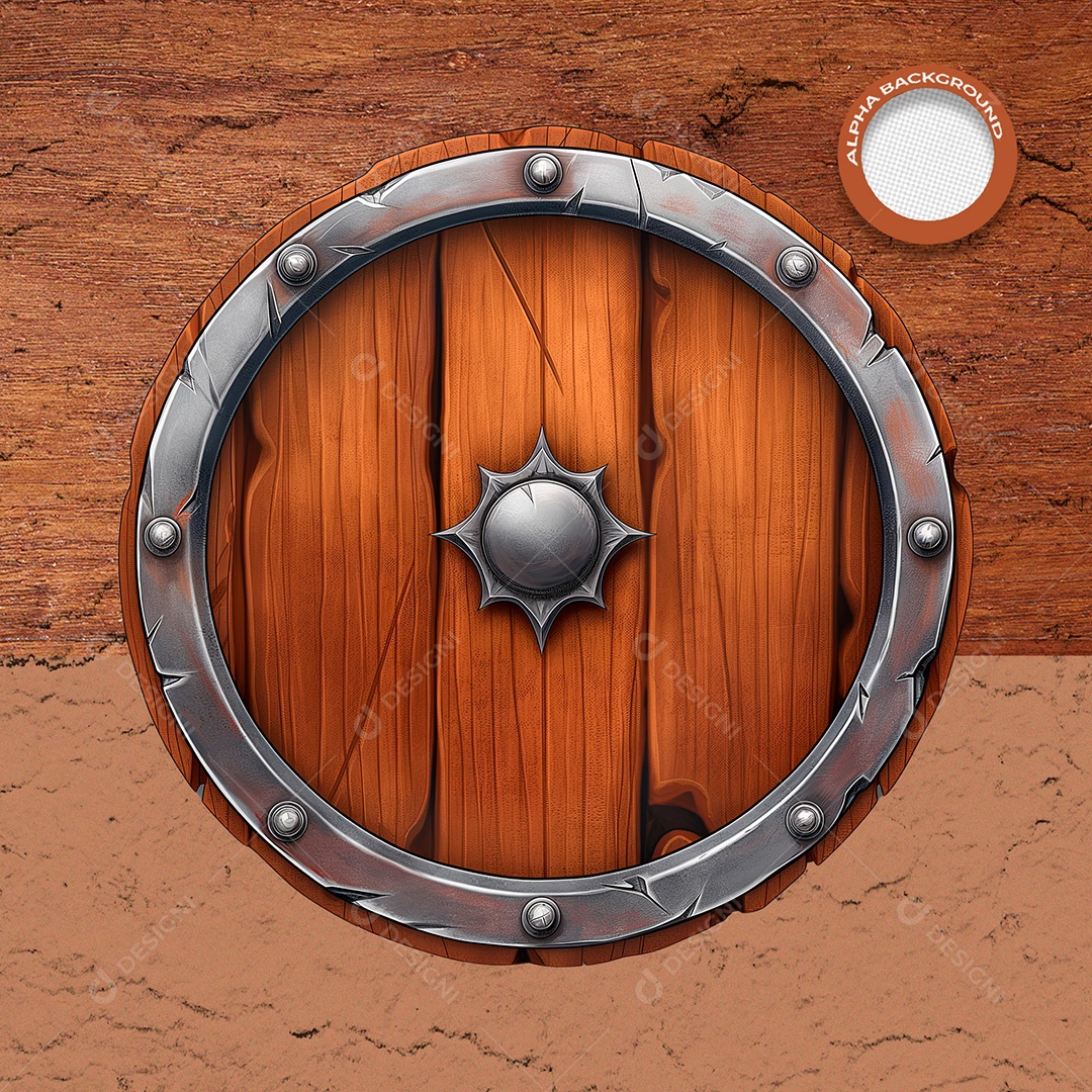 Elemento 3D Placa de Madeira Circular para Composição PSD
