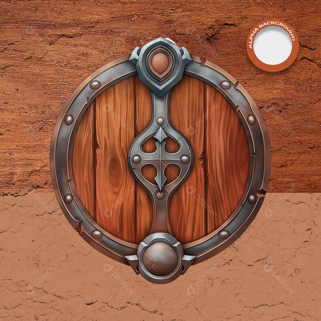 Elemento 3D Placa de Madeira Circular para Composição PSD