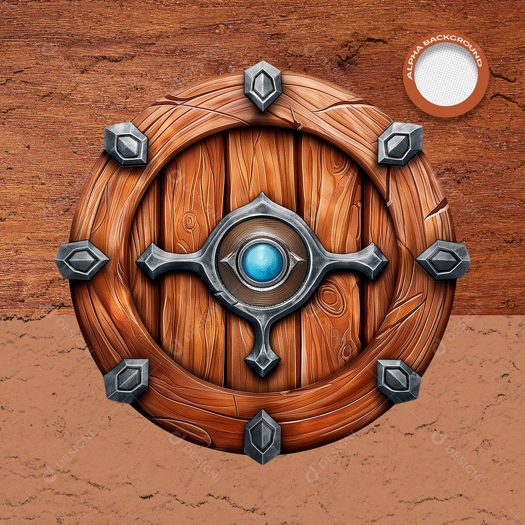 Elemento 3D Placa de Madeira Circular para Composição PSD