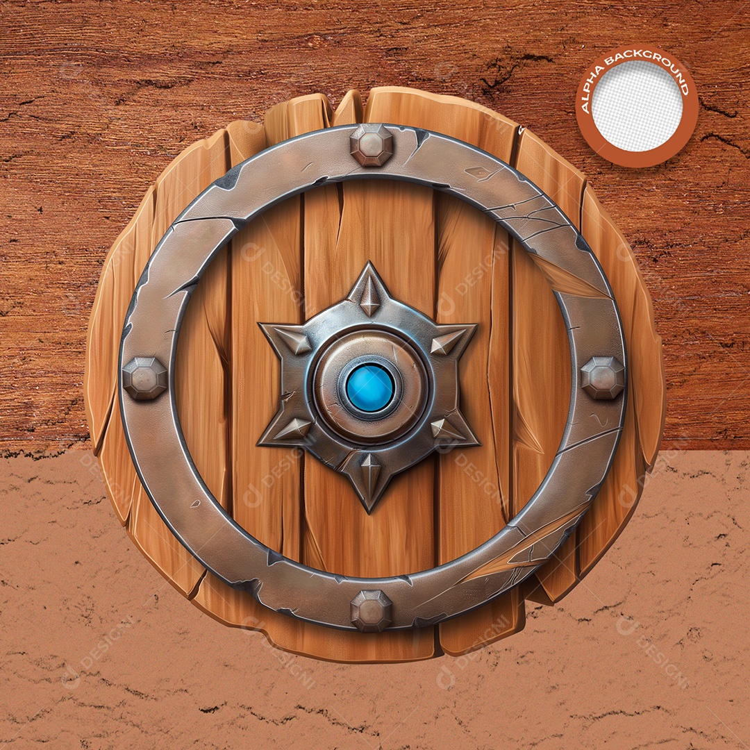 Elemento 3D Placa de Madeira Circular para Composição PSD