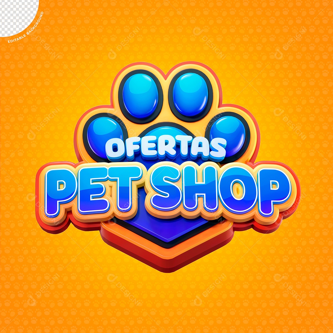 Selo 3D Ofertas Petshop para Composição PSD