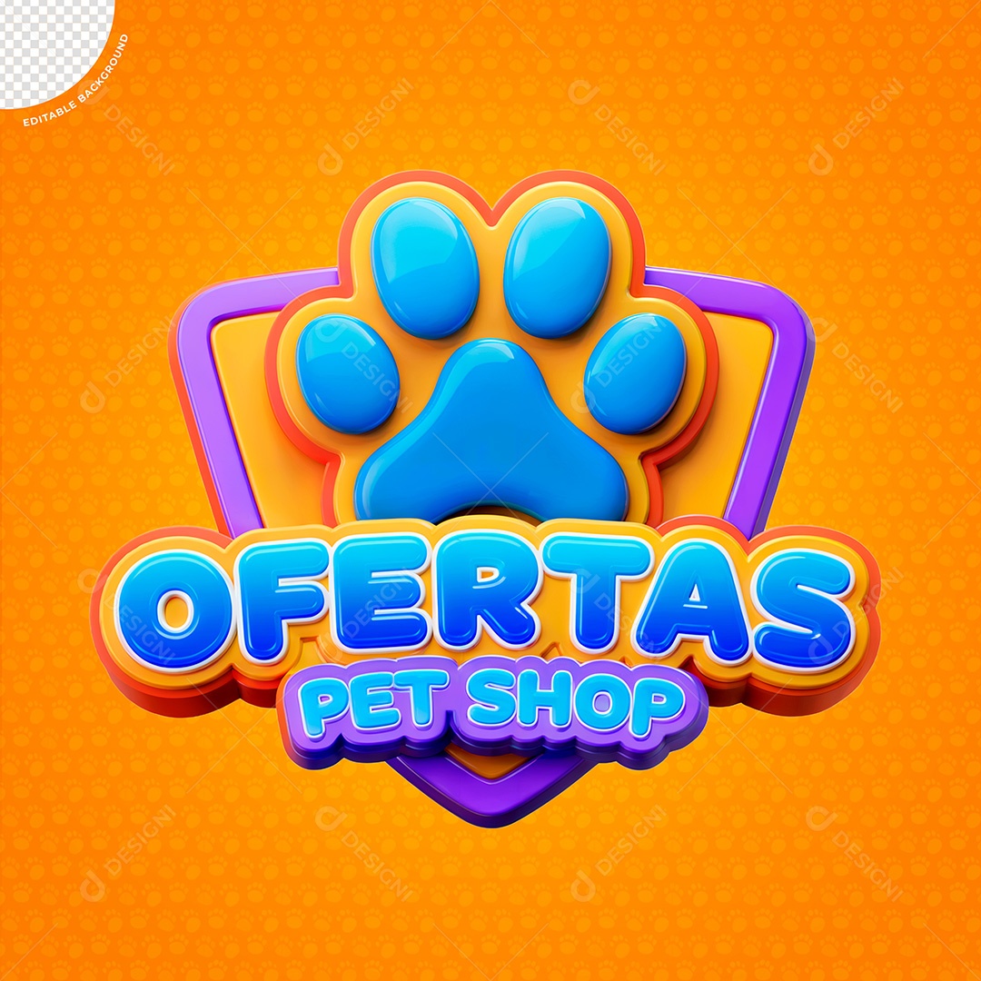 Selo 3D Ofertas Petshop para Composição PSD