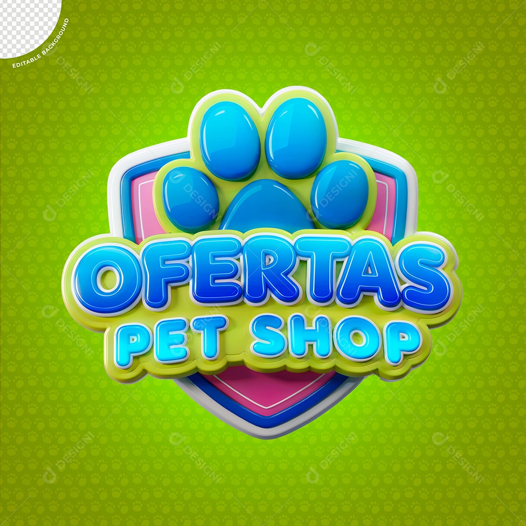 Selo 3D Ofertas Petshop para Composição PSD