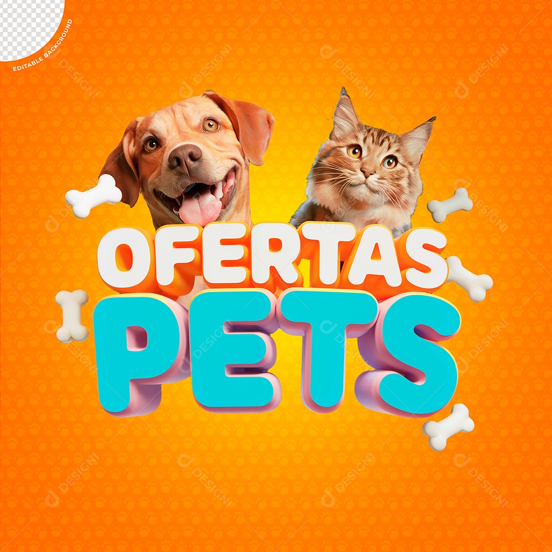 Selo 3D Petshop Ofertas para Composição PSD