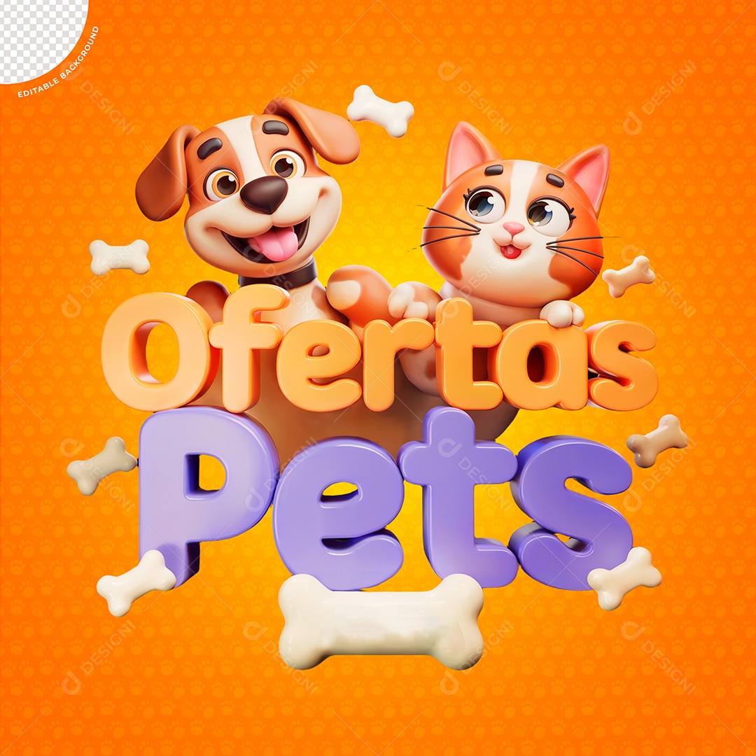 Selo 3D Petshop Ofertas para Composição PSD
