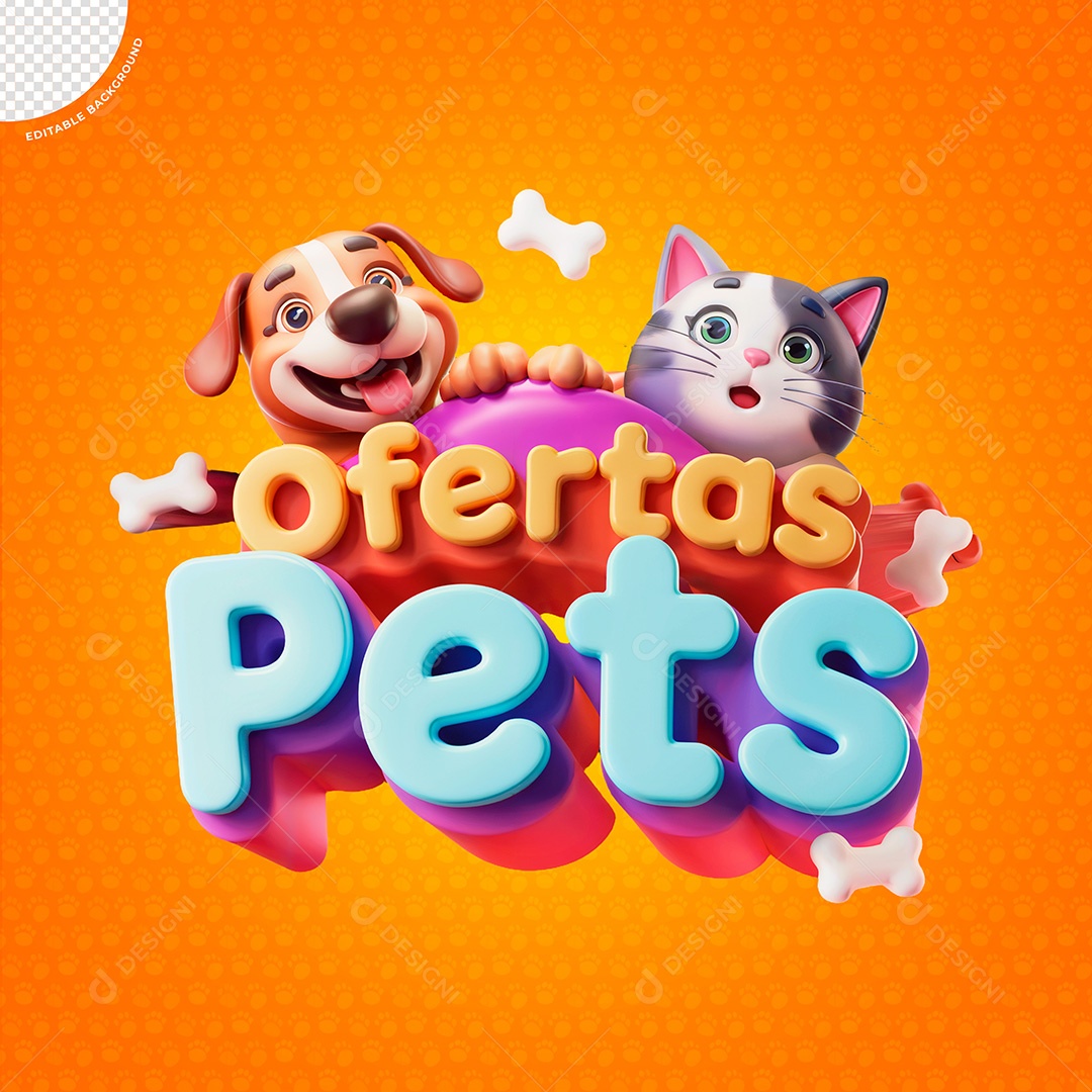 Selo 3D Petshop Ofertas para Composição PSD