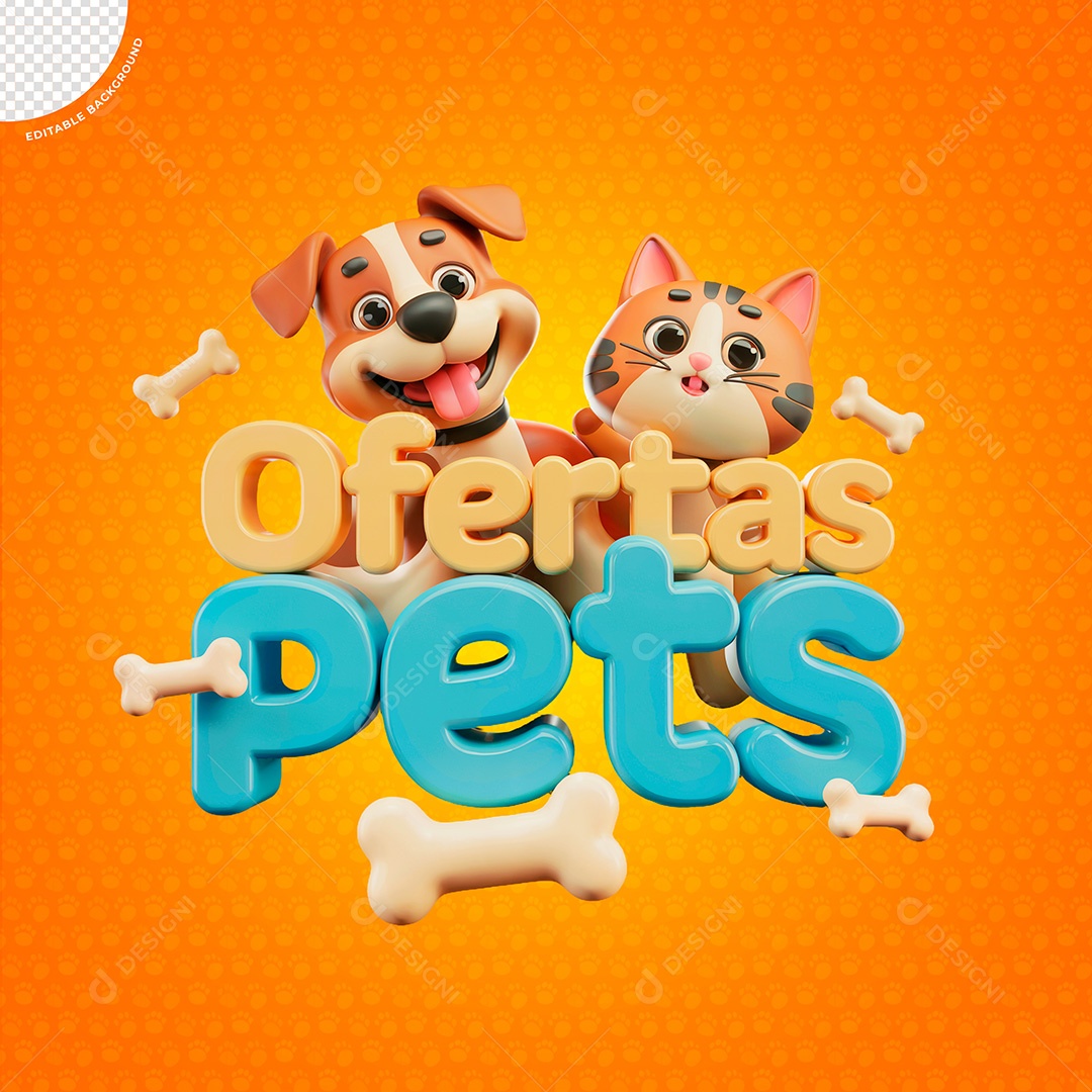 Selo 3D Petshop Ofertas para Composição PSD