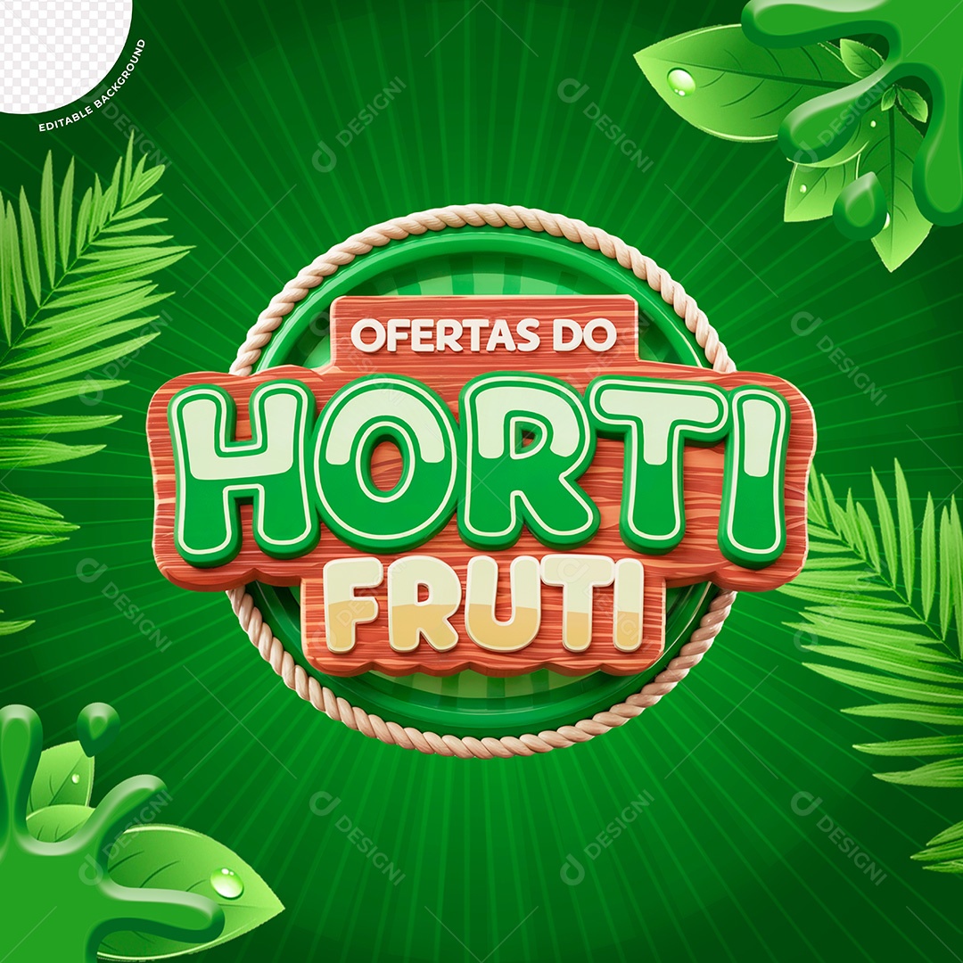 Selo 3D Hortifruti para Composição PSD