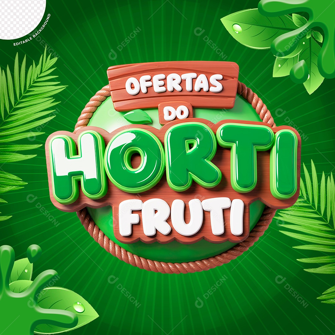 Selo 3D Hortifruti para Composição PSD