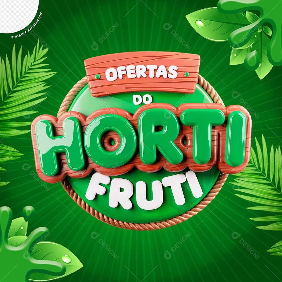 Selo 3D Hortifruti para Composição PSD