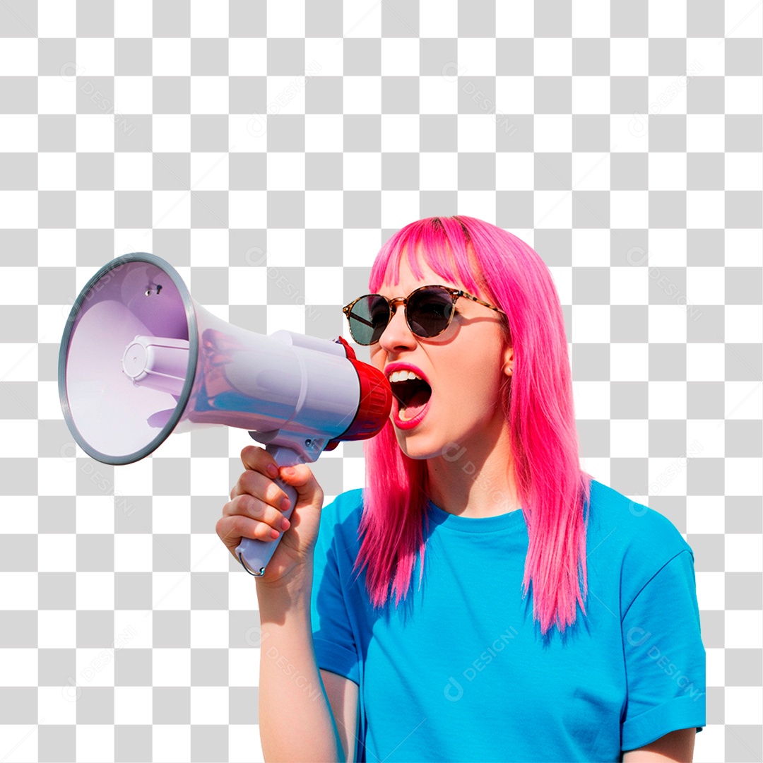 Woman Holding Megaphone Transparent PNG