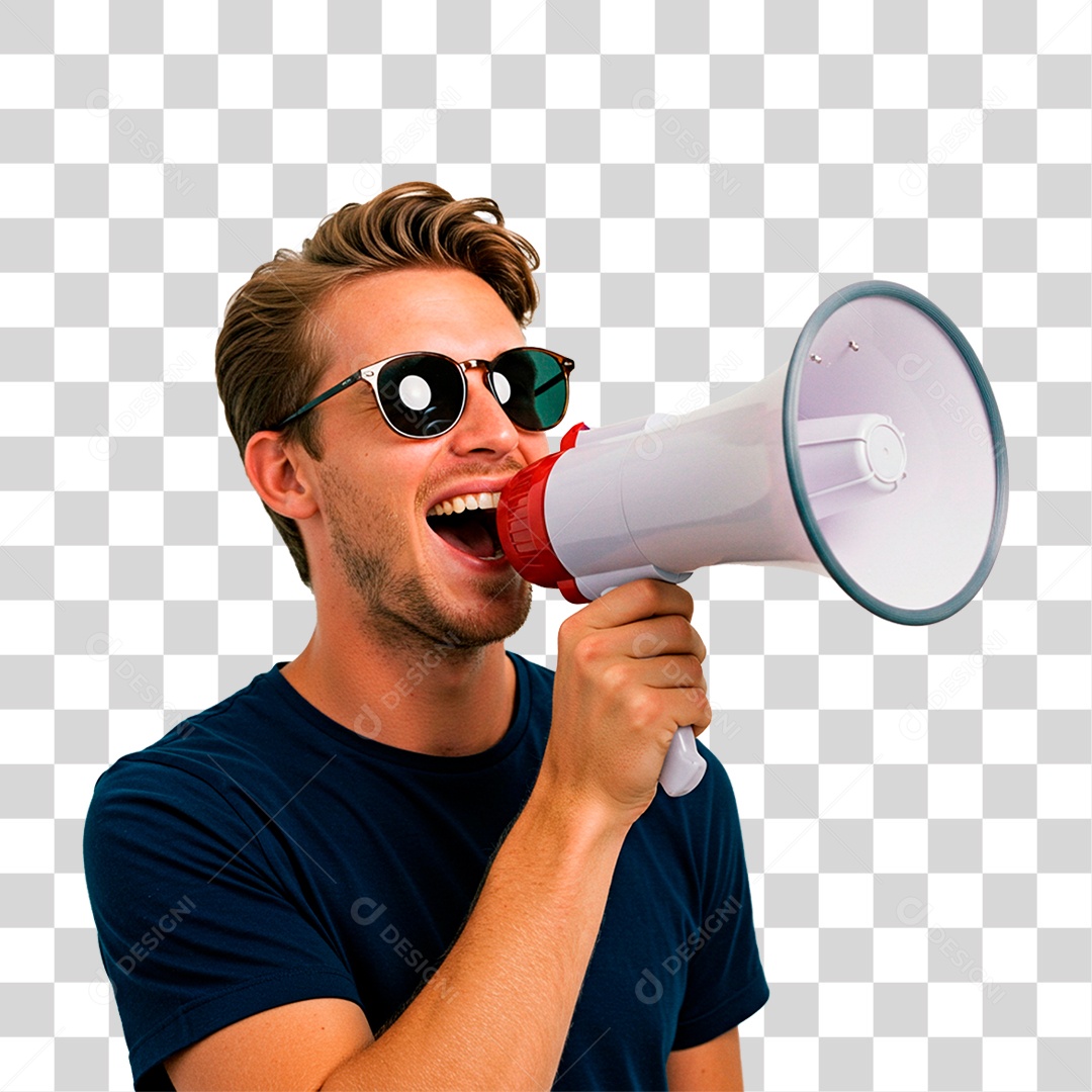 Homem Segurando Megafone PNG Transparente
