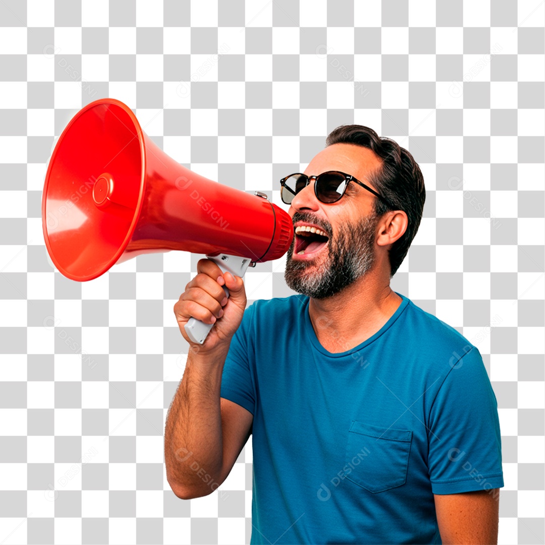 Man Holding Megaphone Transparent PNG