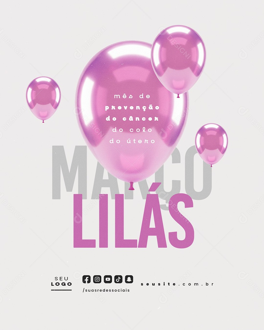 Social Media Março Lilás Mês de Prevenção do Câncer do Colo do Útero PSD Editável