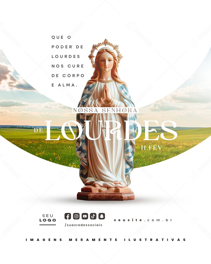 Dia de Nossa Senhora de Lourdes 11 De Fevereiro Social Media PSD Editável