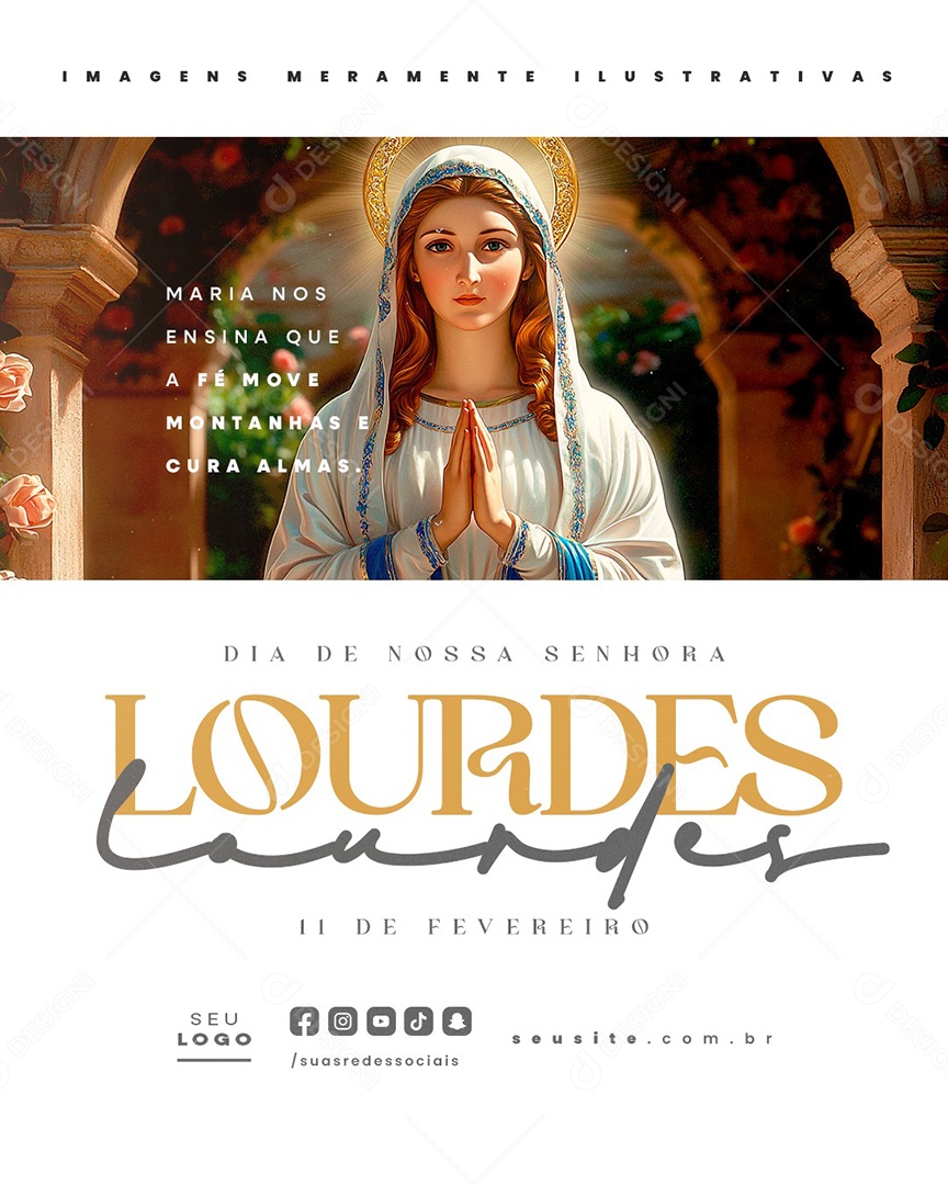 Dia de Nossa Senhora de Lourdes 11 De Fevereiro Social Media PSD Editável