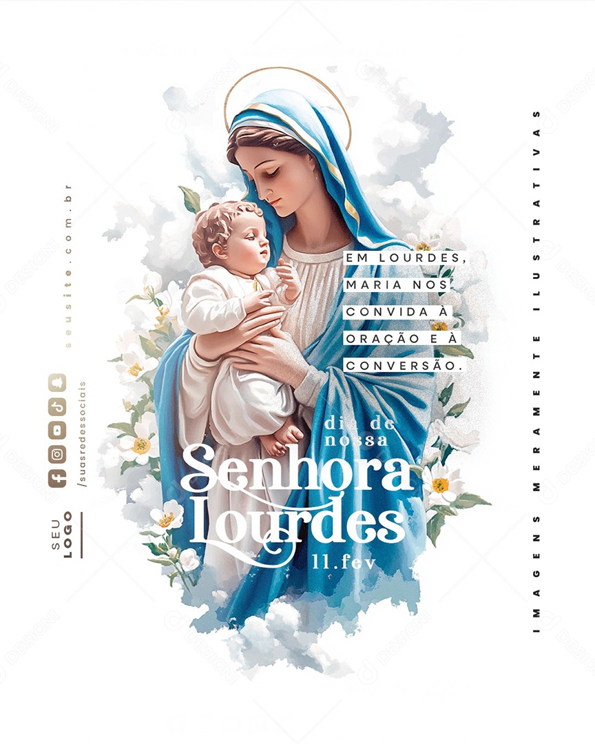 Dia de Nossa Senhora de Lourdes 11 De Fevereiro Social Media PSD Editável