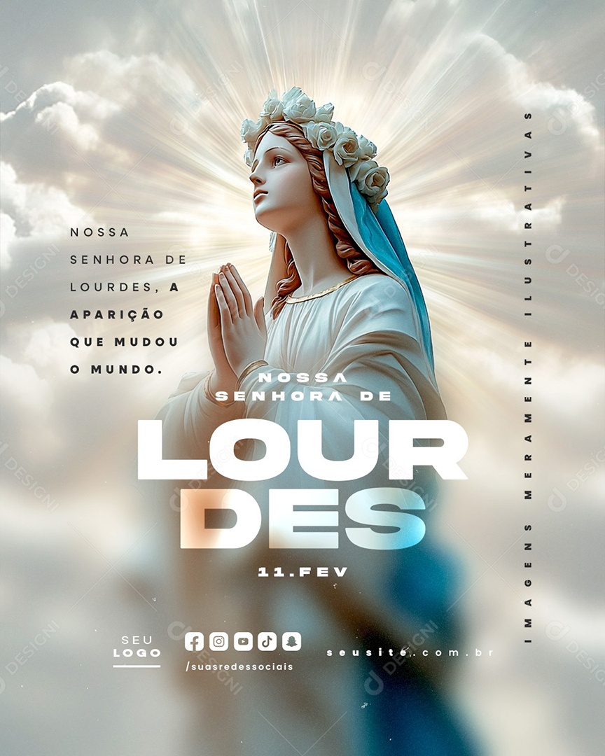 Social Media Dia de Nossa Senhora de Lourdes 11 De Fevereiro PSD Editável