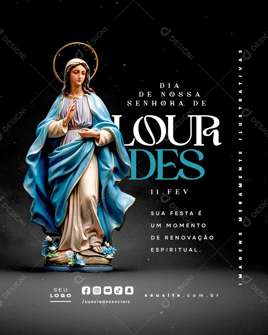 Dia de Nossa Senhora de Lourdes 11 De Fevereiro Social Media PSD Editável