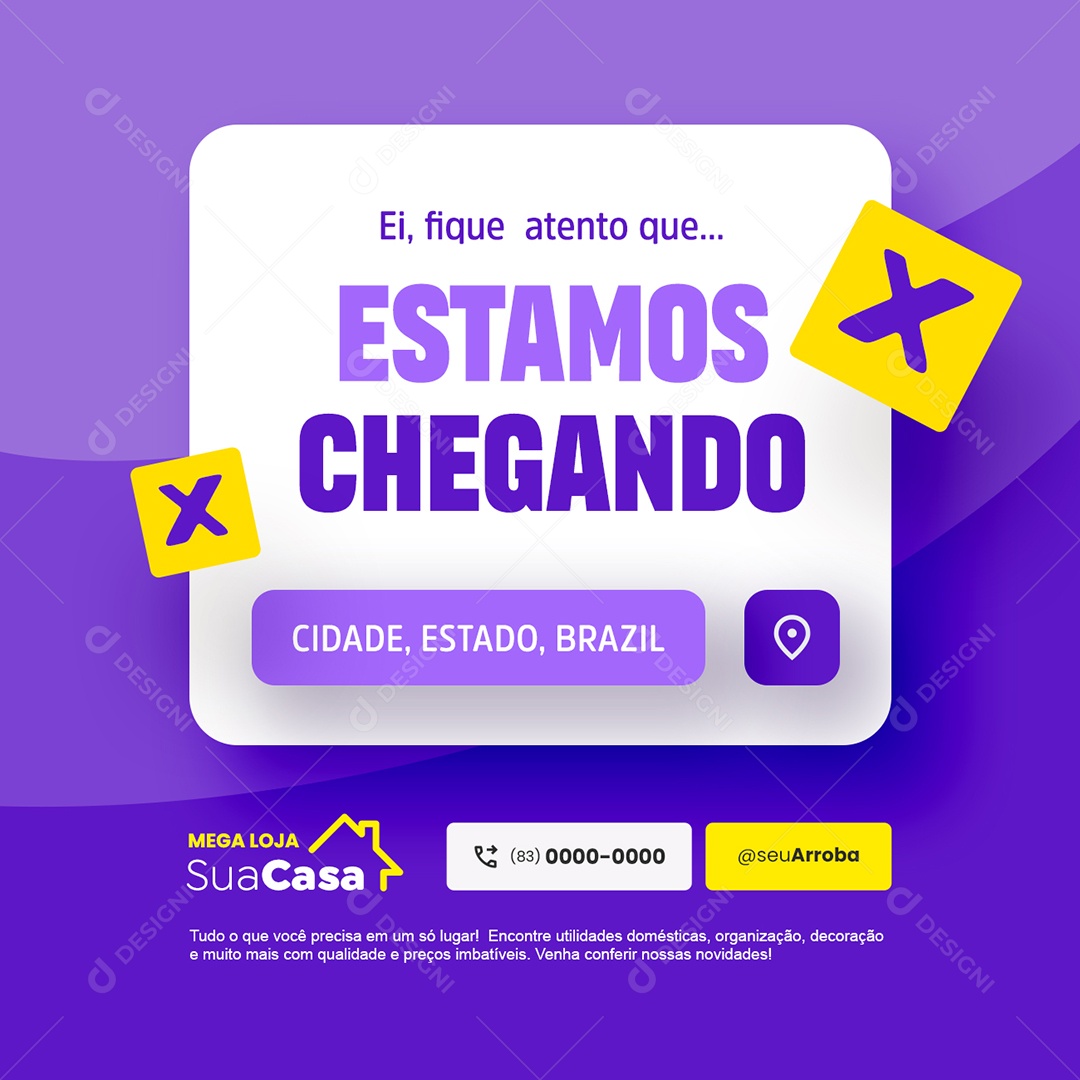 Loja de Roupas Estamos Chegando Ei Fique Atento Social Media PSD Editável