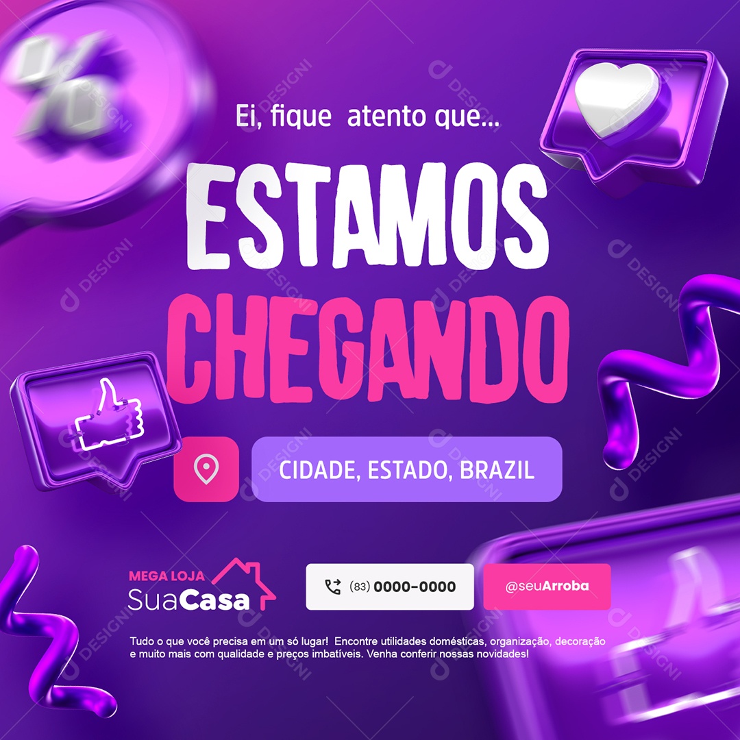 Loja de Roupas Ei Fique Atento Que Estamos Chegando Social Media PSD Editável