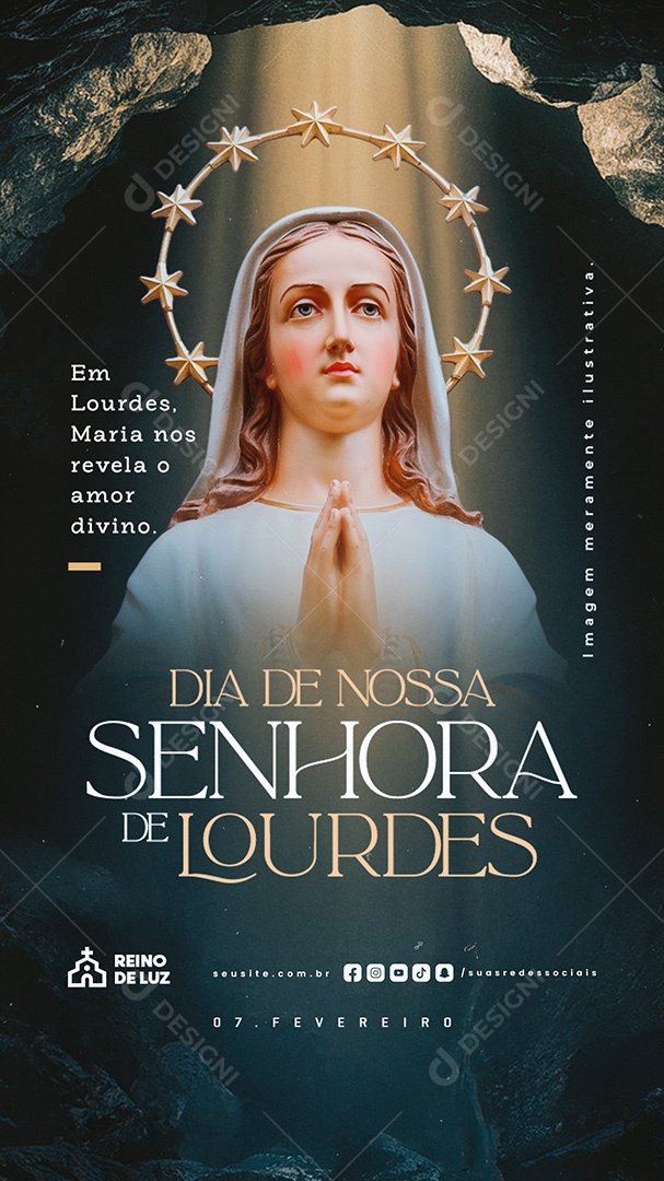 Story Dia de Nossa Senhora de Lourdes 11 De Fevereiro Social Media PSD Editável
