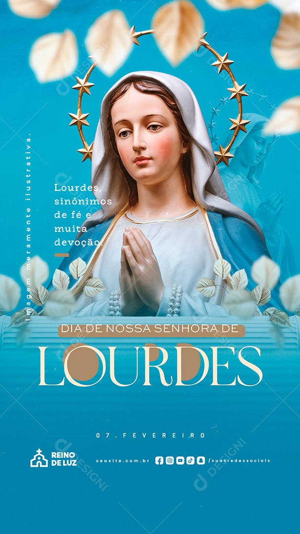Story Dia de Nossa Senhora de Lourdes 11 De Fevereiro Social Media PSD Editável
