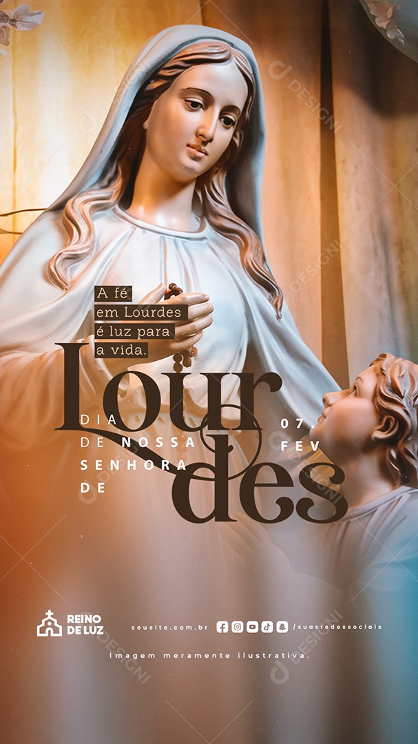 Story Dia de Nossa Senhora de Lourdes 11 De Fevereiro Luz para A Vida Social Media PSD Editável