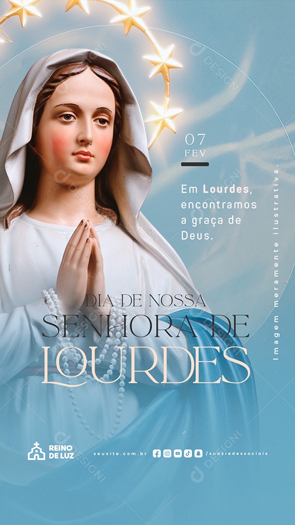 Story Dia de Nossa Senhora de Lourdes 11 De Fevereiro Social Media PSD Editável