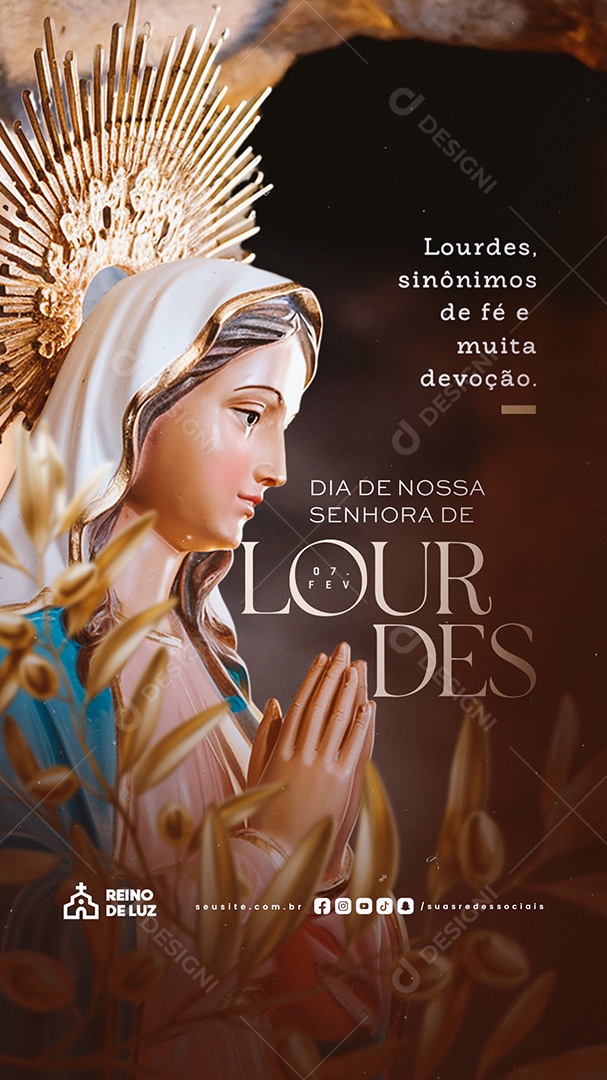 Story Social Media Dia de Nossa Senhora de Lourdes 11 De Fevereiro PSD Editável