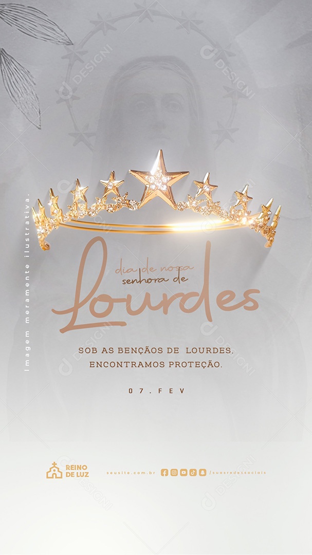 Story Dia de Nossa Senhora de Lourdes 11 De Fevereiro Sob as Bençãos Social Media PSD Editável