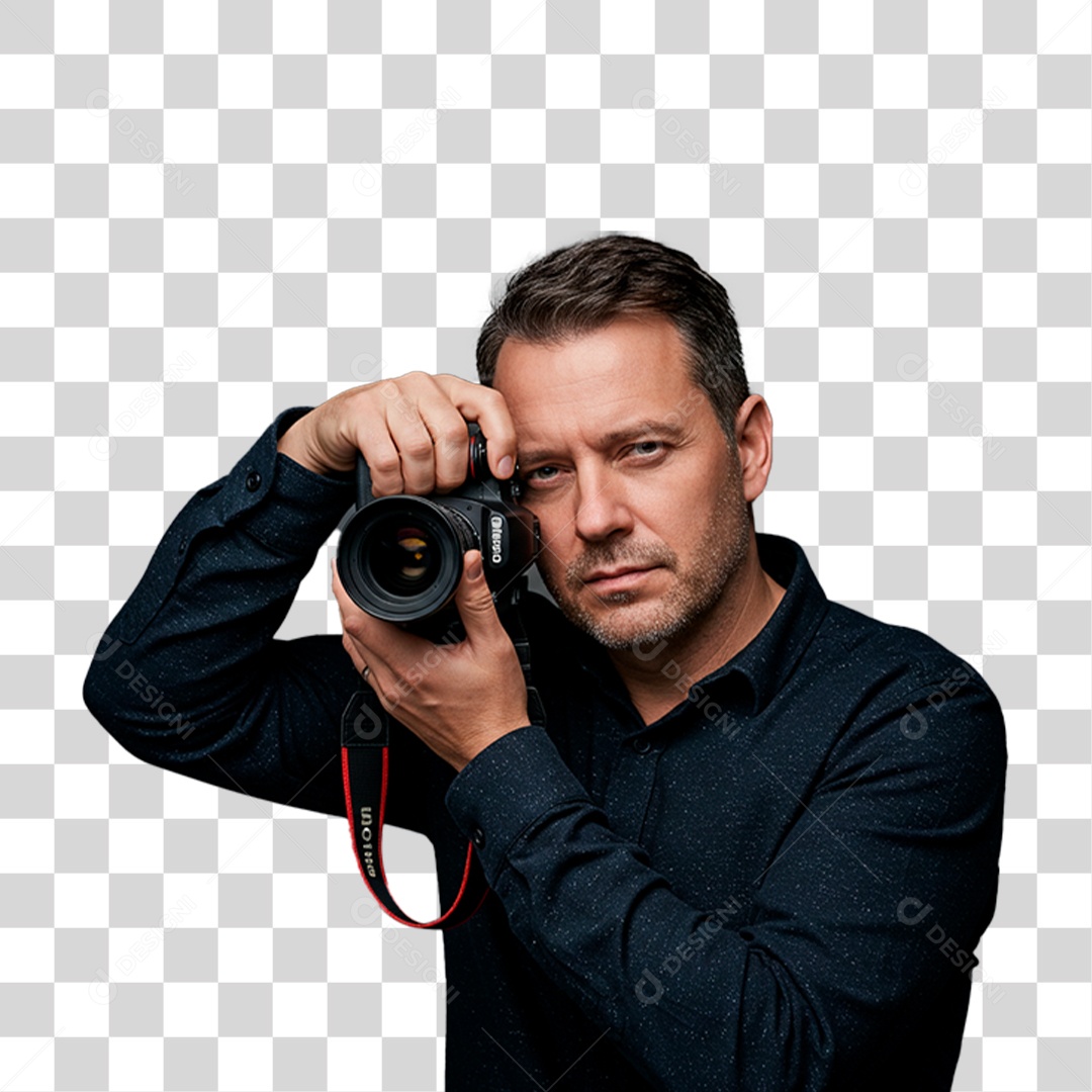 Homem Segurando Câmera PNG Transparente