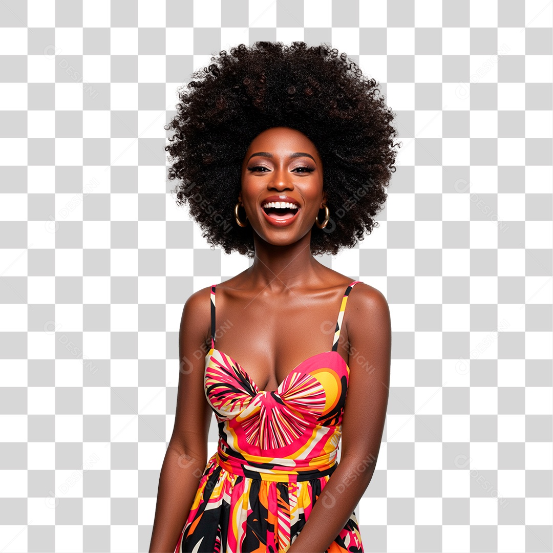 Mulher Negra Sorrindo PNG Transparente