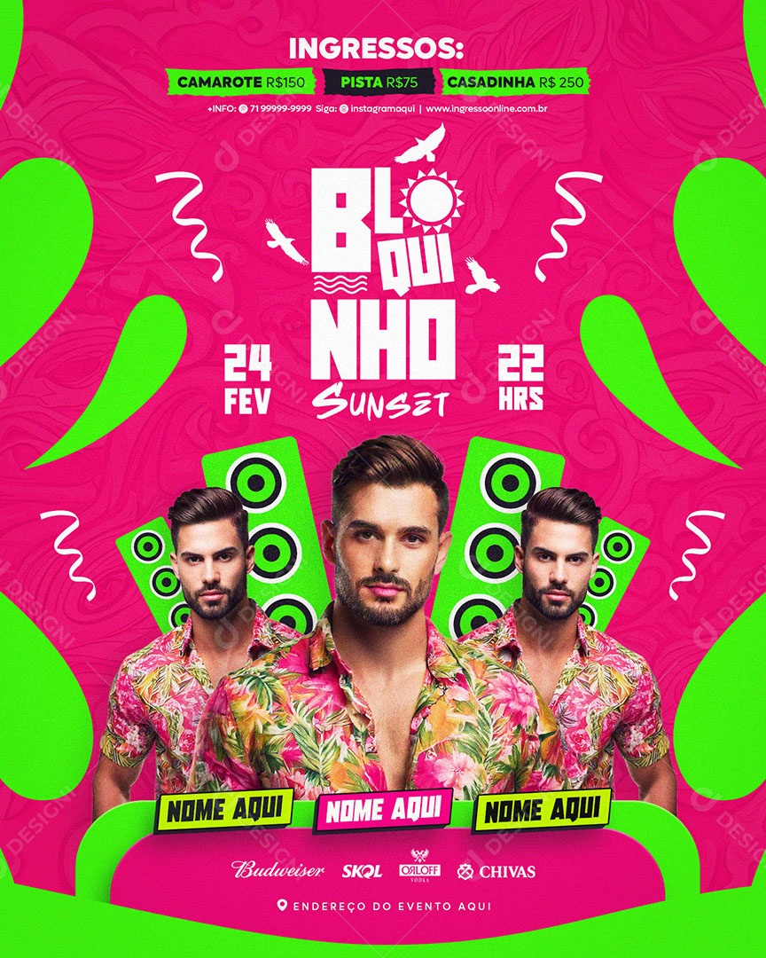 Bloquinho Sunset Social Media Feed Social Media PSD Editável