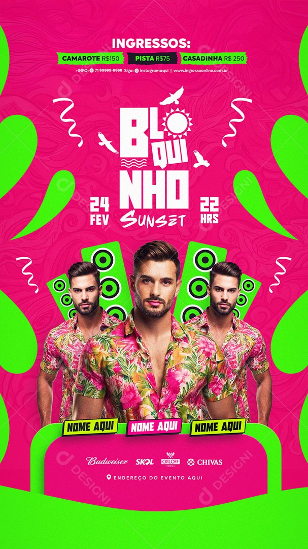 Bloquinho Sunset Social Media Story Social Media PSD Editável